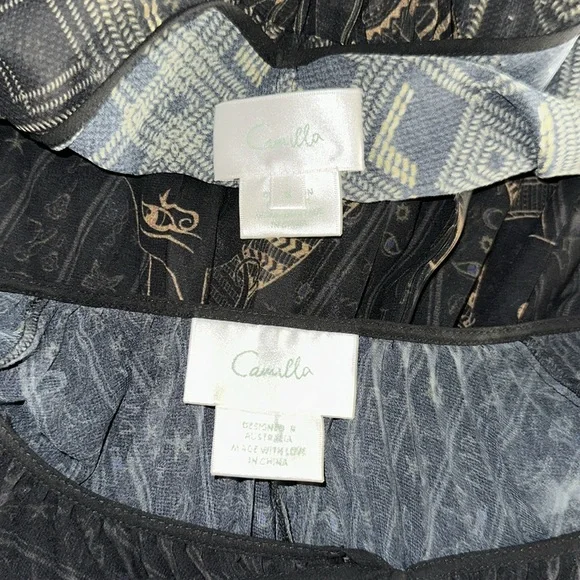 CAMILLA *Cobra King* black pleated double layer 2 pc Egyptian print dress top S - Picture 13 of 14